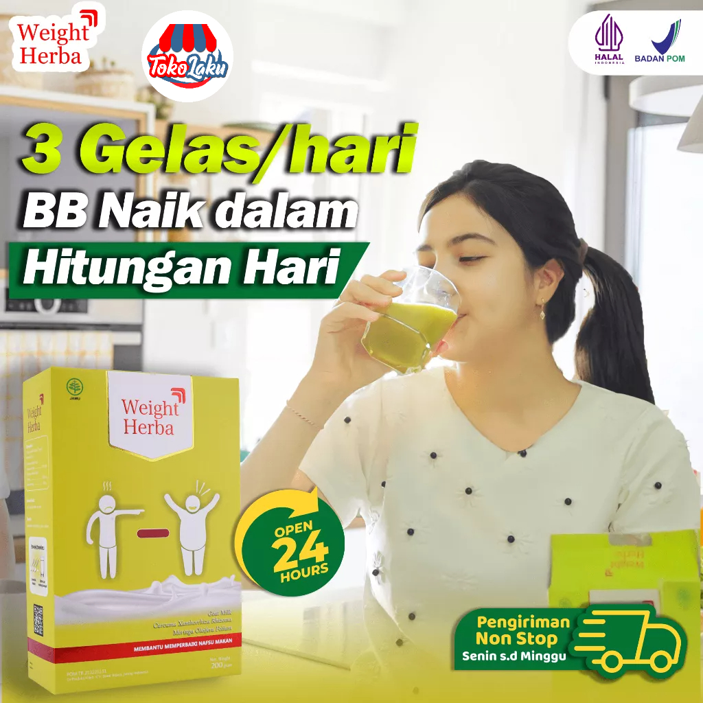 Weight Herba - Susu Penambah Nafsu Makan &amp; Berat Badan Penurun Kadar Gula Darah Naikkan BB Menambah Protein Tubuh Isi 200gr