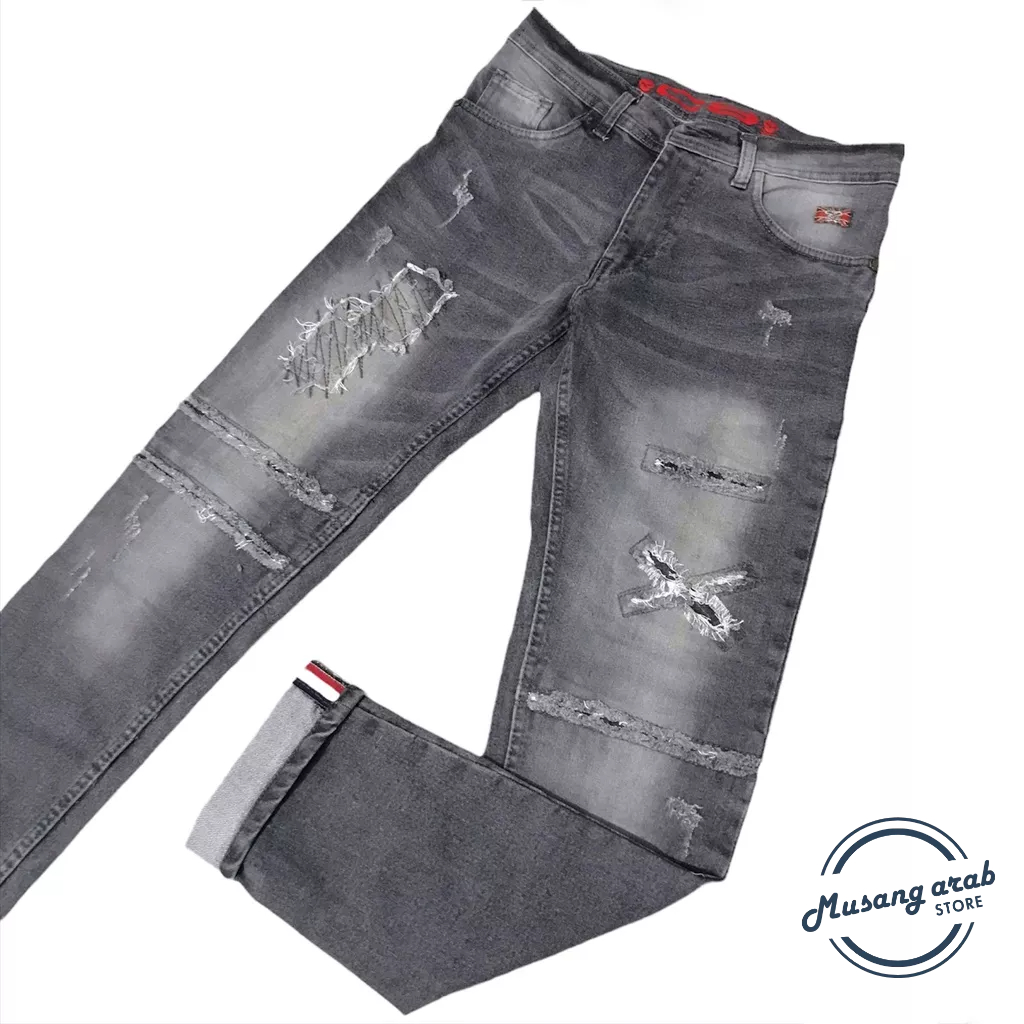 Celana Jeans pria sobek Lutut Ripped C3 High Quality
