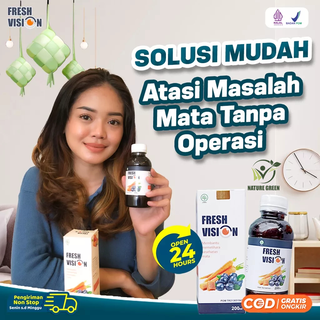 Madu Fresh Vision - Nutrisi Madu Atasi Masalah Mata Tegang Kering Kemerahan Gatal Minus Mines Silinder Cegah Katarak Glukoma Rabun Penglihatan Buram Kabur Isi 200ml