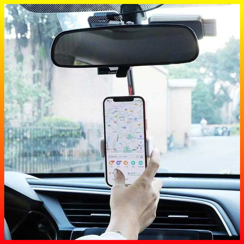 Dudukan Telepon Universal Smartphone GPS Mobil Car Holder Spion Bisa Diputar Rearview Bracket SYRINX - 7RRSHOBK