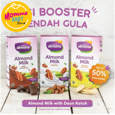 [BUY 2 GET GOODIE BAG] ALMONA Almond Milk Powder ASI BOOSTER with Daun Katuk - Rendah Gula - Tinggi Serat - Dairy Free