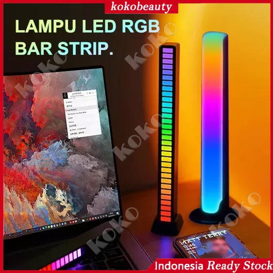 【Penjual Lokal】Lampu LED RGB Bar Strip Spectrum Audio Indicator Music Sound Control Lamp Music Atmosphere Light