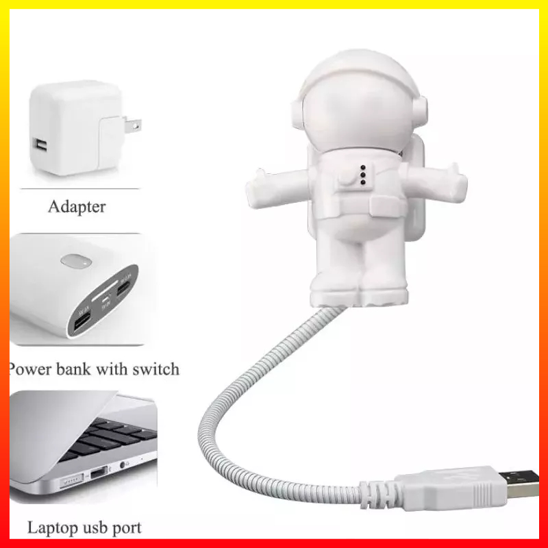 Lampu Meja Kerja Game LED USB Night Light Lamp Flexible Spaceman Astronaut 5V Eshoo - 7RLL1BWH