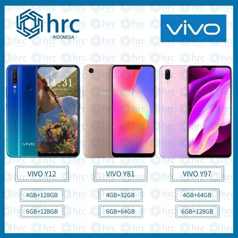 VIVO Y12/Y81/Y97  Smartphone 4G Murah Handphone RAM 6GB+128GB VIVO Y12/Y81/Y97 HP VIVO Y97 MediaTek Helio RAM 4/128GB 4G  Hitam Handphone Fullset  Garansi 12 bulan