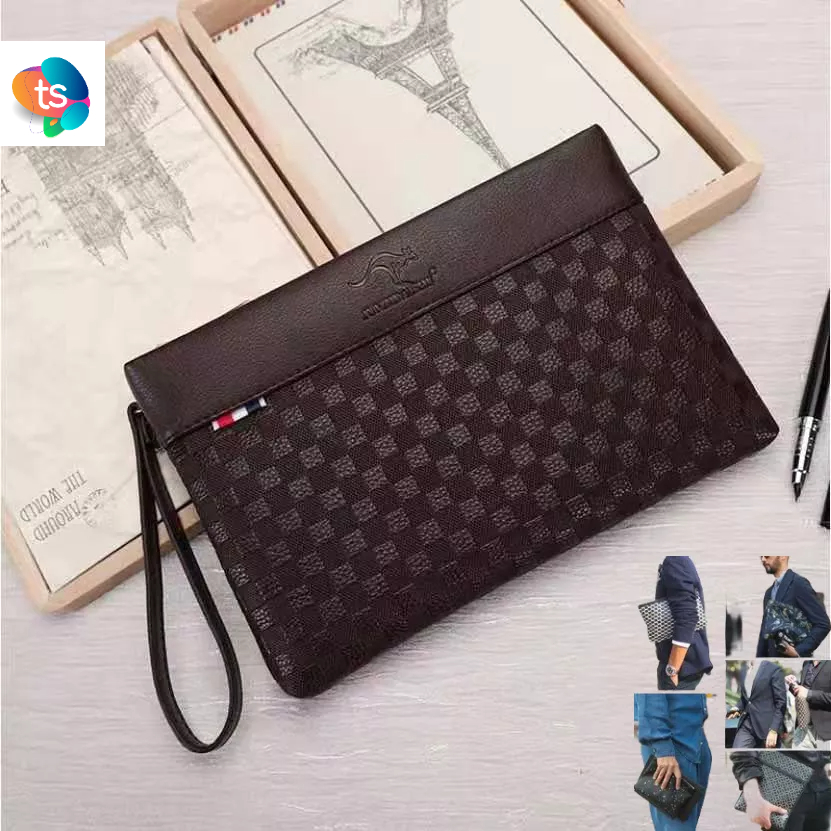 Clutch Pria Wanita Jinjing Pria Bahan Kulit Rhodey kangoru Black/Coklat