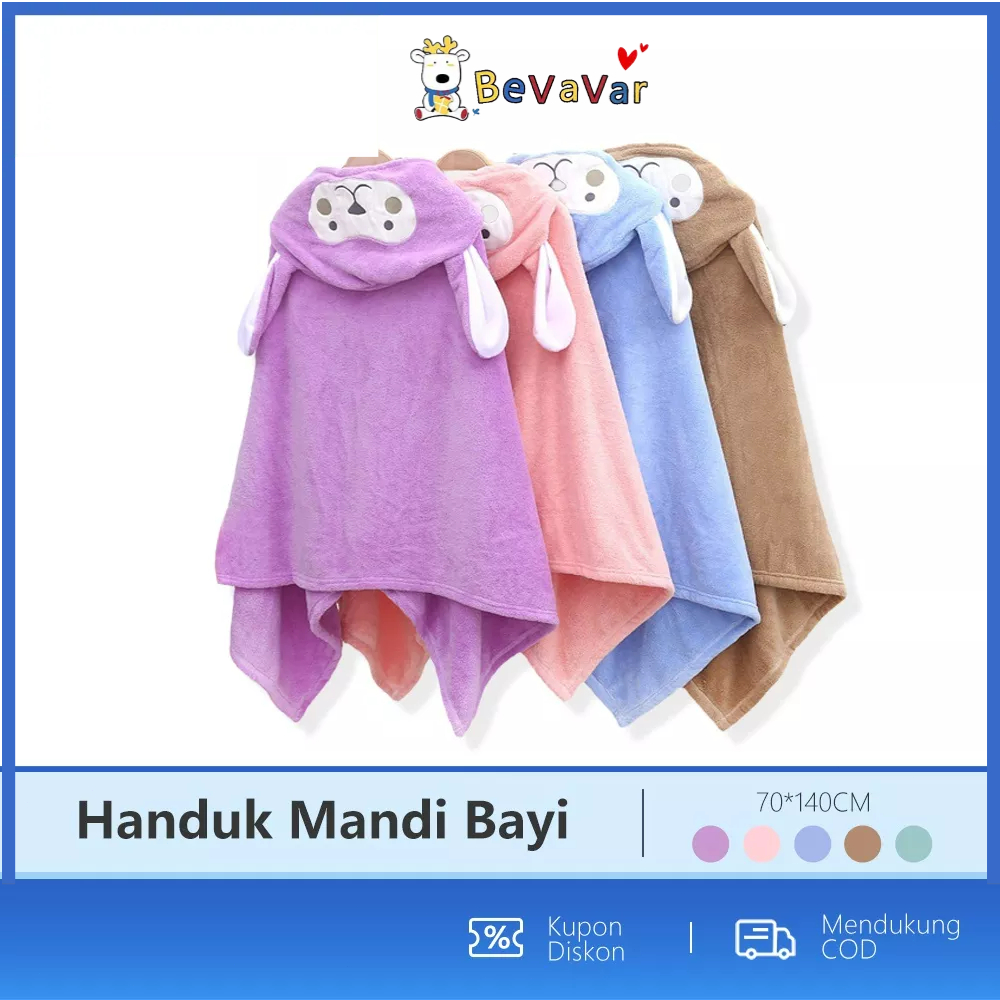 BEVAVAR Handuk Mandi Anak Dan Bayi Motif Monyet Lucu Handuk Hoodie Anak Bayi Untuk 0-6 Tahun