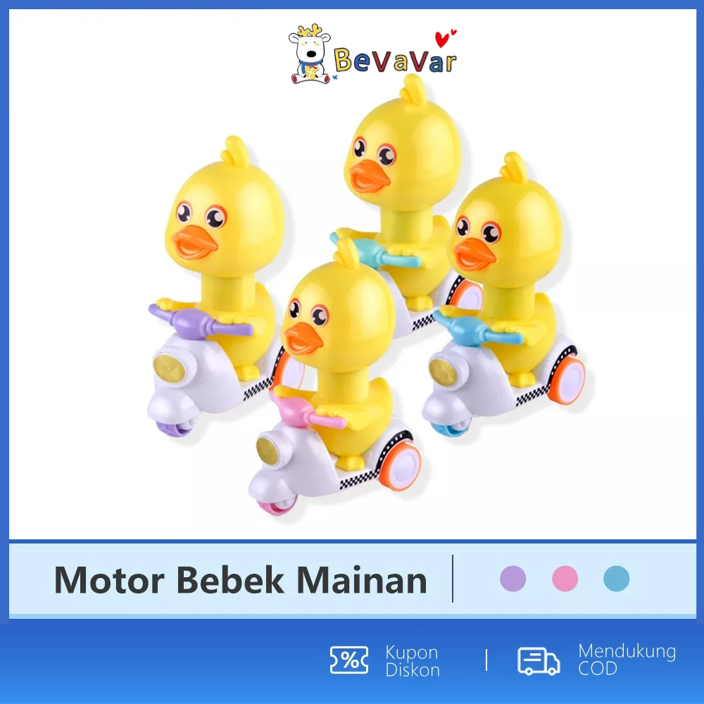 BEVAVAR Mainan Anak Bebek Motor Lucu Mainan Mobil Motor Bentuk Bebek
