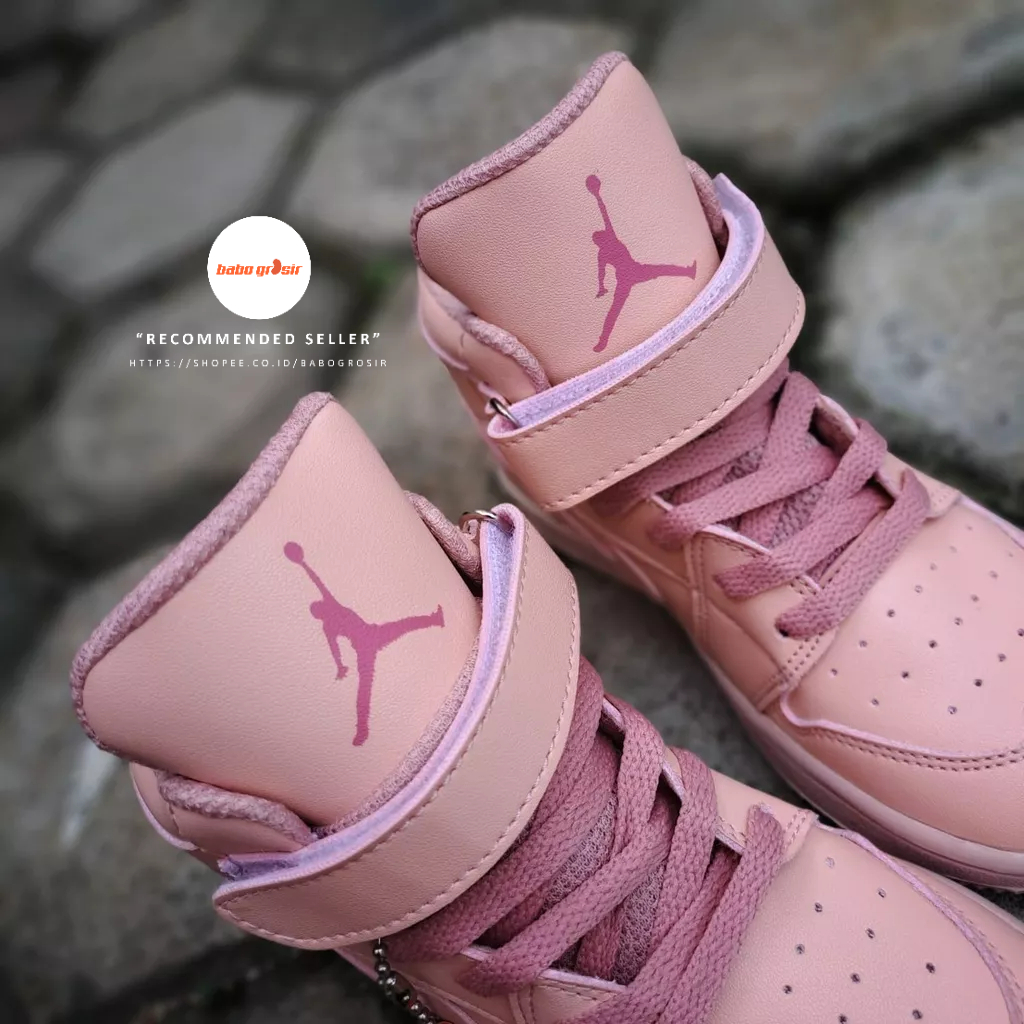 PROMO Sepatu Anak Perempuan Nike Air Jordan 1 Kids Peach Premium Quality, Sol Rubber Anti Slip Tidak Licin