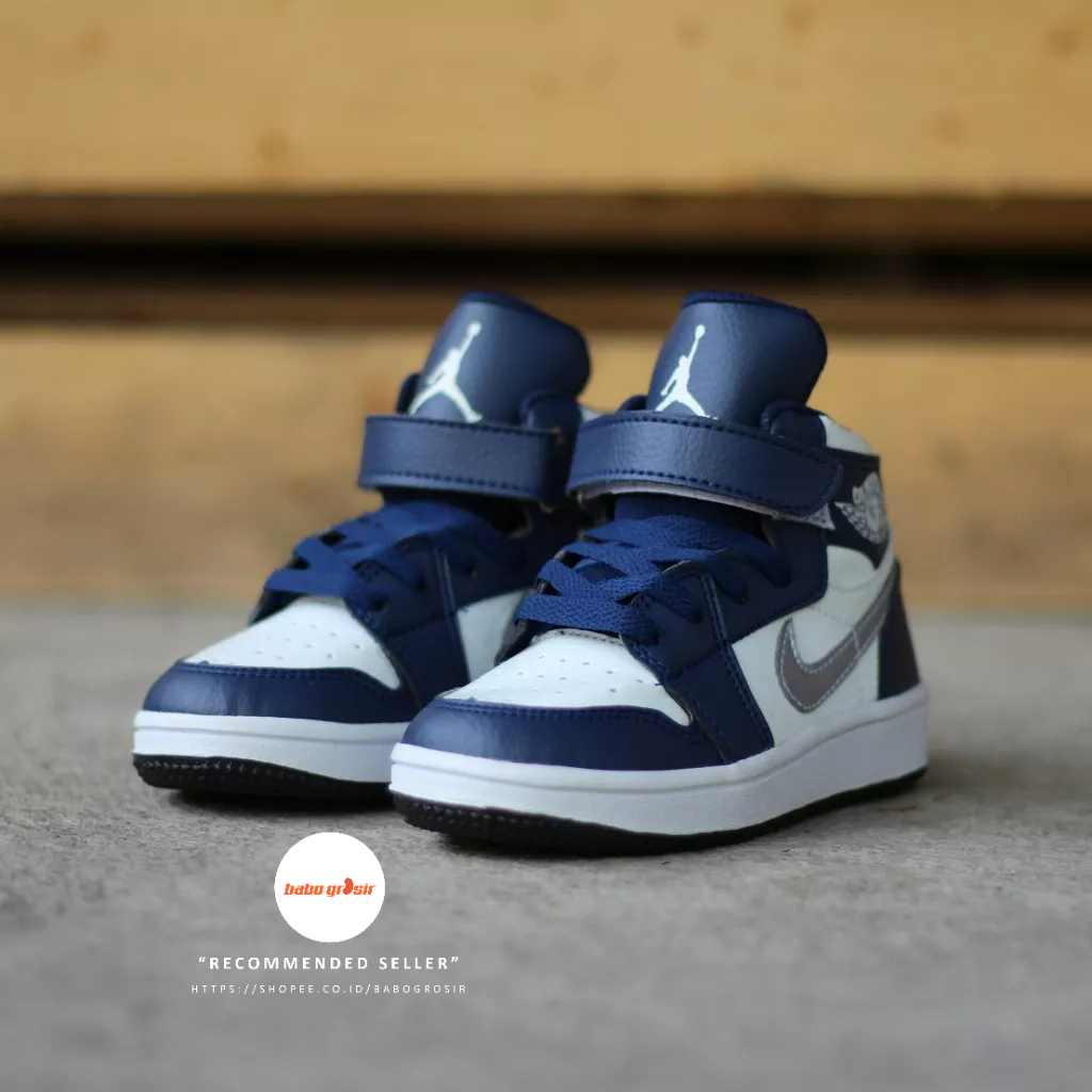 PROMO Sepatu Sneakers Anak | Nike Air Jordan Kids Navy Silver Premium, Tampilan Mewah, Harga Termurah