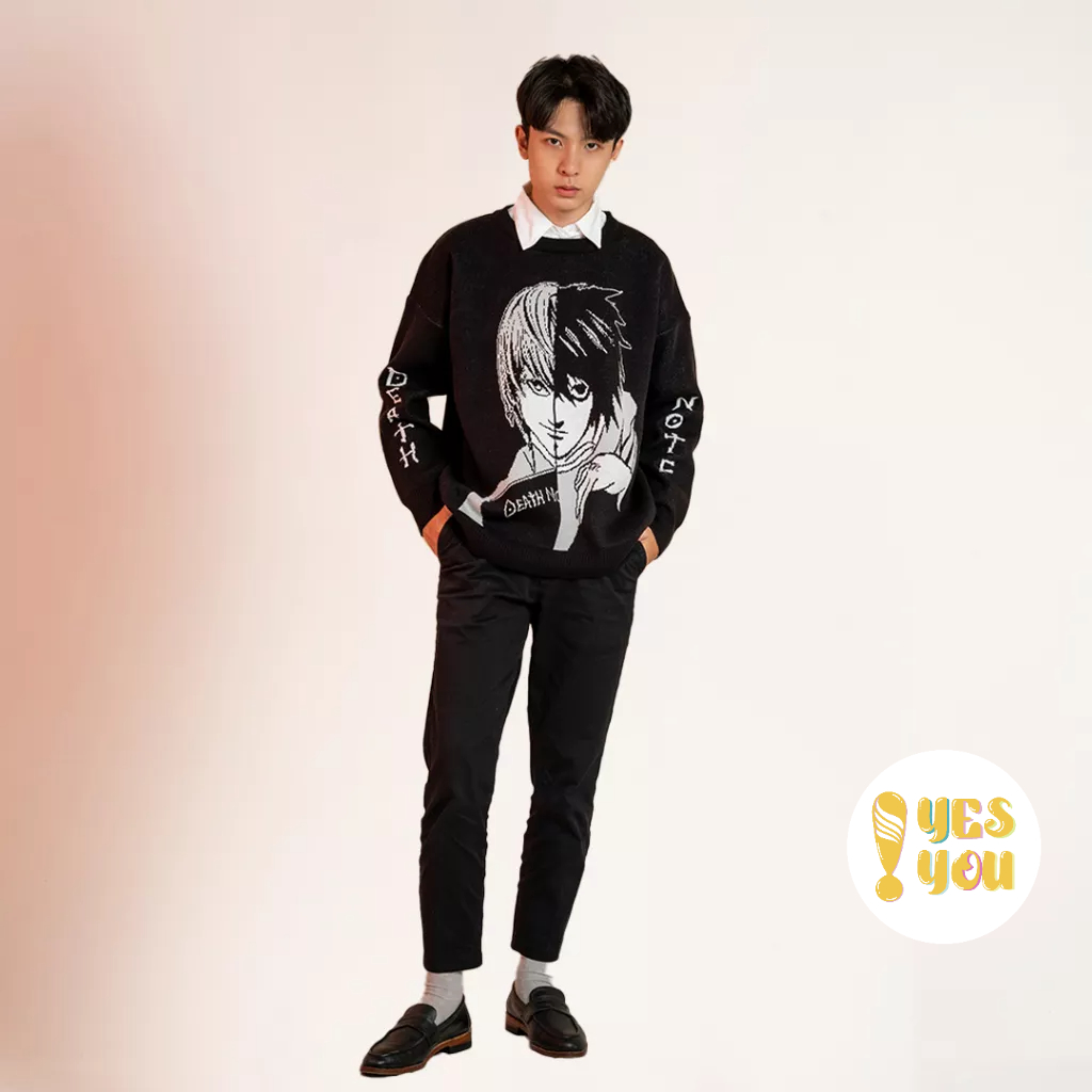 Yesyou Death Note Black Oversized Knitwear