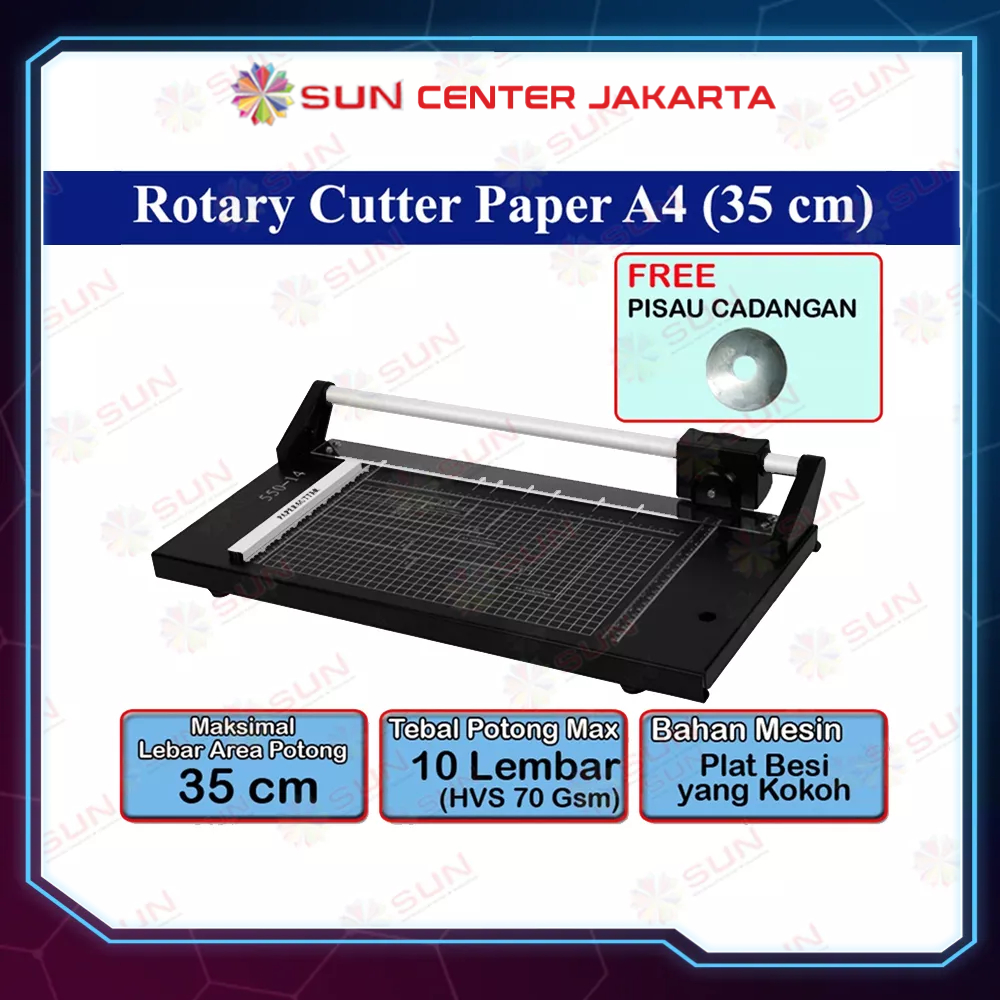 Rotary Paper Cutter Trimmer A4 / A3 vertikal 35 cm - Alat Potong / Pemotong kertas HVS, Kertas foto Photo glossy, Silky, Sticker, Art Paper A3, A4, A5, A6, Pas Photo 4R