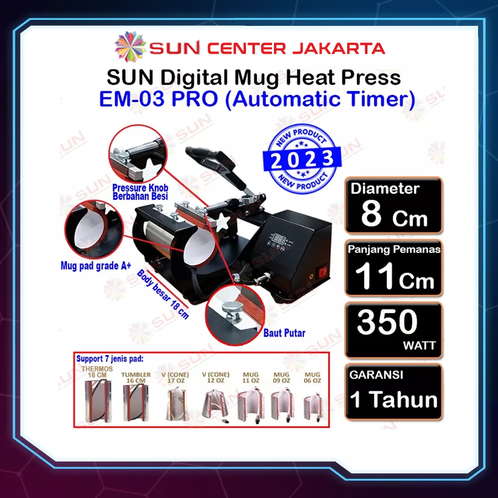 Mesin Sablon Mug / Gelas / Asbak / Tumbler Aluminium - Premium Digital Mug Heat Press GKT-01 / EM-03 PRO / ET-03