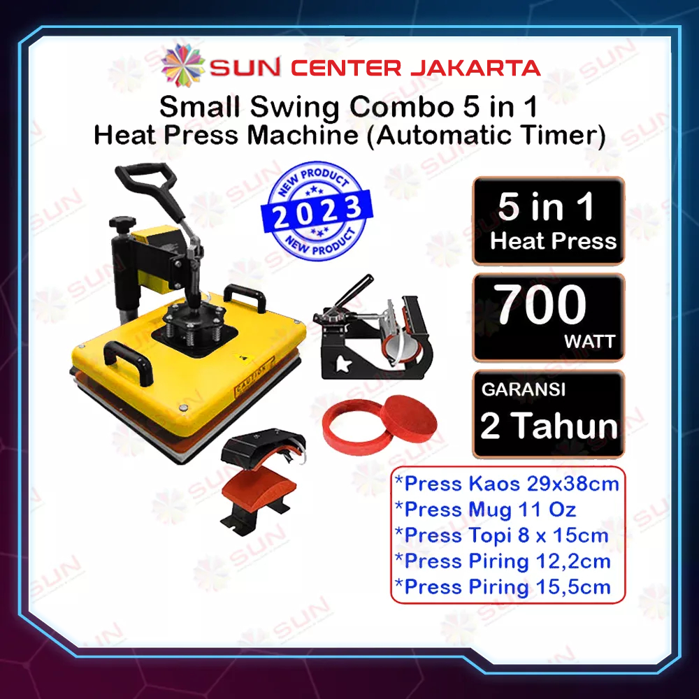 Mesin Press Sablon Swing Combo 29x38 cm All in One 3 in 1, 5 in 1, 5 in 1 Sliding - Kaos, Mug, Topi, dan Piring ( DTG, DTF, Polyflex, Sublime, Transfer Paper, Platisol, Rubber ) bergaransi, free kain teflon, silikon, spons