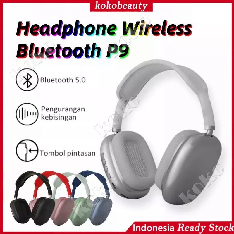 【Penjual Lokal】Headphone Bluetooth5.0 HIFI Type-C Headphone wireless headset true gaming earphone support TF Card 3.5mm Earphones P9