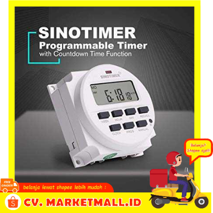 Saklar Relay Elektrik Sinotimer Programmable Timer Switch Relay Tampilan LCD 220V AC 16 A - 7RHZ3EWH