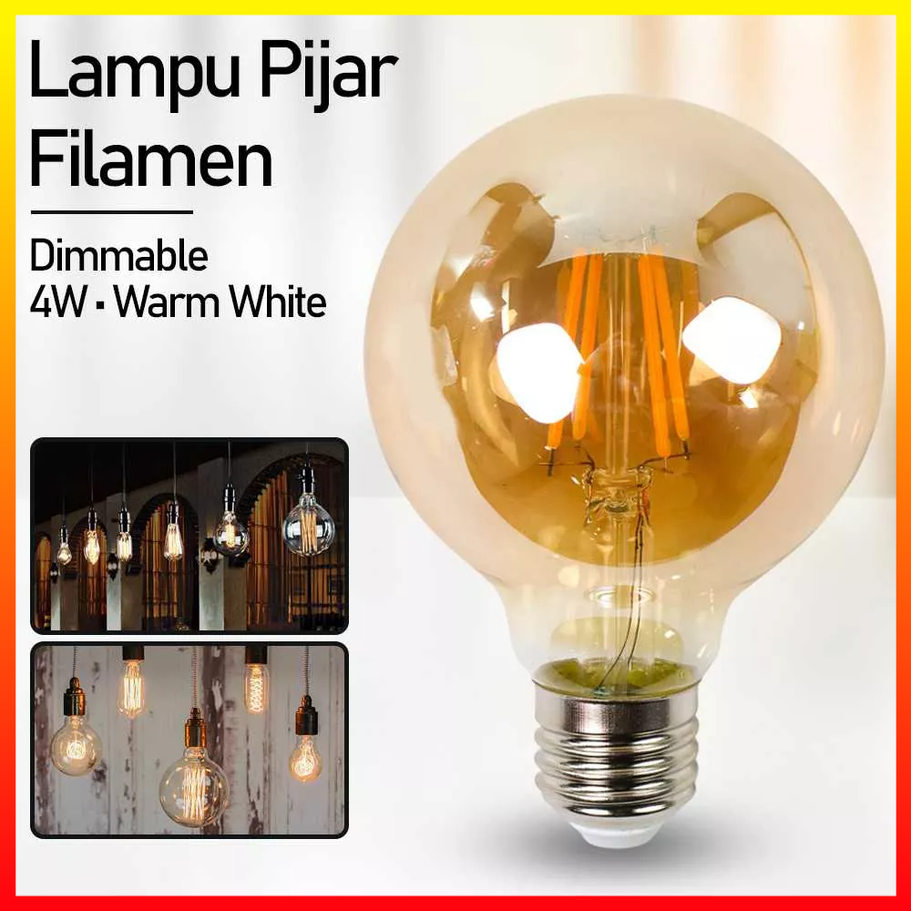 Bohlam Lampu Pijar Antik Kaca Edison 4W Warm White XNL G80 - 7CLL4LBR