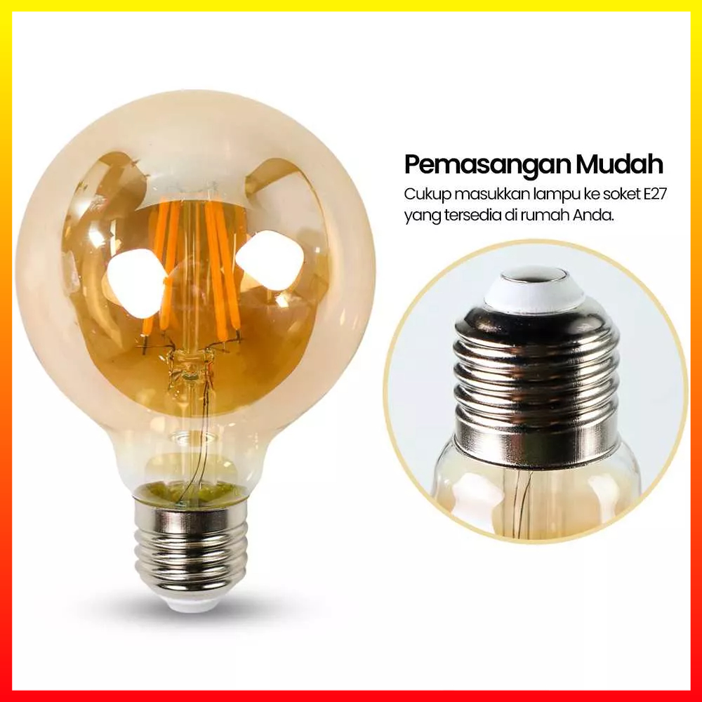 Bohlam Lampu Pijar Antik Kaca Edison 4W Warm White XNL G80 - 7CLL4LBR