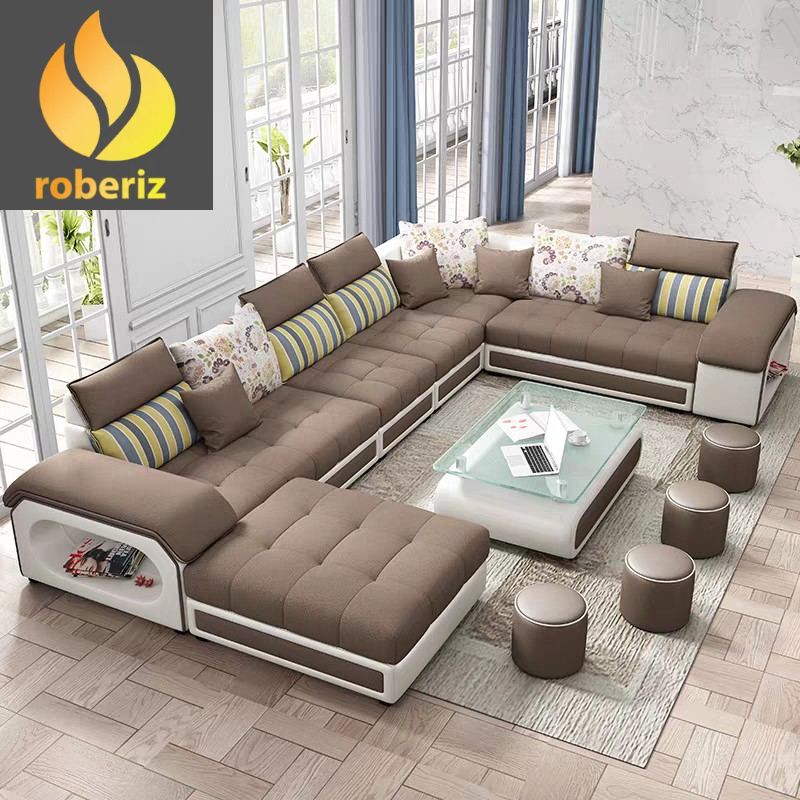 KURSI SOFA MINIMALIS LETTER U + 4 STOOL