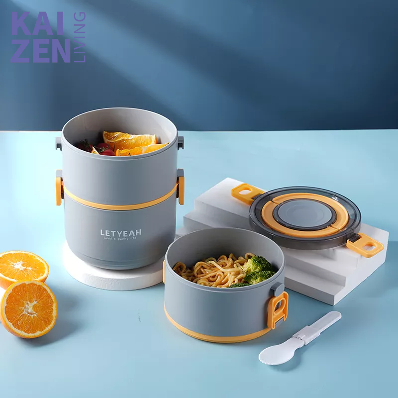 Letyeah &amp; Kaizenliving Tempat Bekal Makan 2 Susun Murah Lunchbox Besar Anti Tumpah Kotak Makan Portabel Polos
