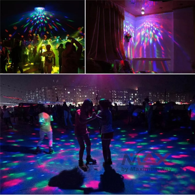 DISCO Magic Ball lampu pesta multi warna berputar warna warni Bohlam LED Stage Bola Disco DJ Party KTV Colorful LED Bulb Mini Auto Rotating Laser Projector DJ Disco Stage Light Party Lighting Show E27 RGB Crystal Ball