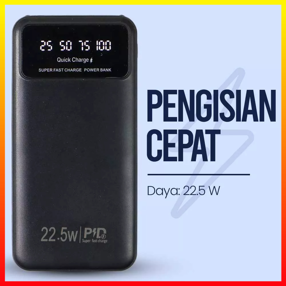 PowerBank Portabel Pengisian Daya Multi-perangkat Layar LED Senter Real Capacity 10000mAh Dual USB Output 22.5W GOOJODOQ PB100W - 7CWB0JBK