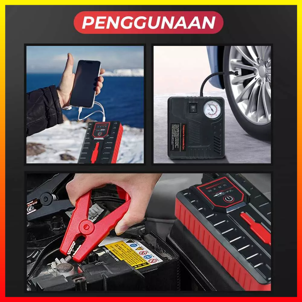 Power Bank Multi-Function Portable Car Jump Starter Pompa USB 12V Lithium Battery 10000mAh JXIANG POWER JX-57 - 7CWB09BQ