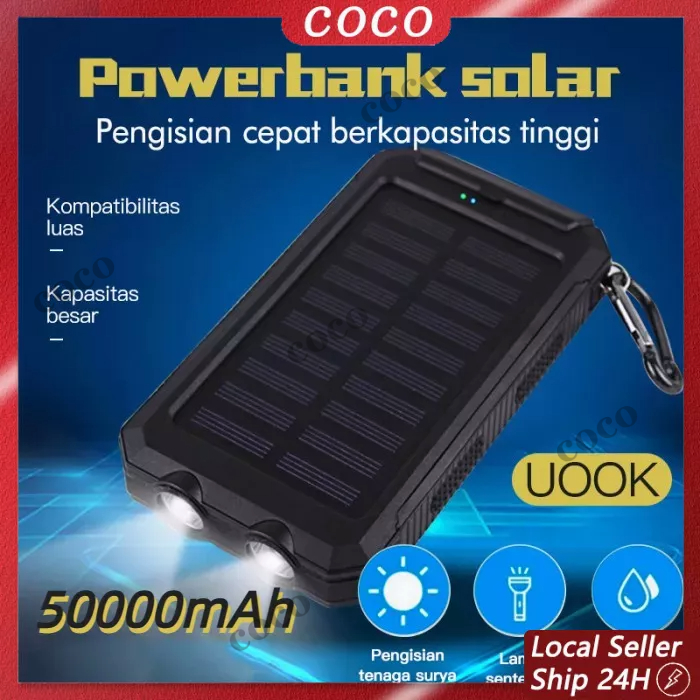 Solar Powerbank 50000mAh Outdoor Solar Energy Waterproof 100% Original External Battery Solar Power