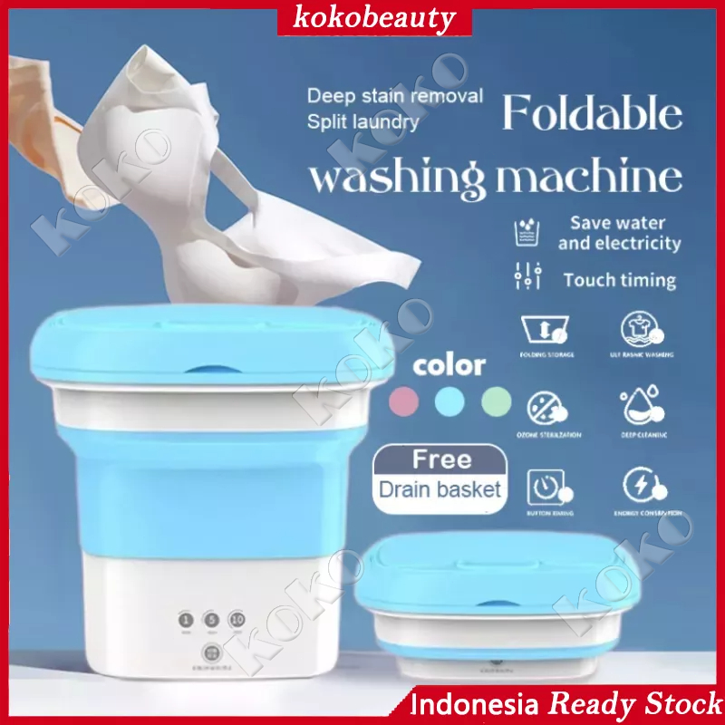 【Penjual Lokal】COD Mesin Cuci Mini Portable 2 Tabung 2kg Mesin Cuci Lipat Otomatis Mesin Pengering Pakaian Sterilisasi Cahaya Biru(Dengan pipa pembuangan + keranjang pembuangan + desinfeksi cahaya biru)