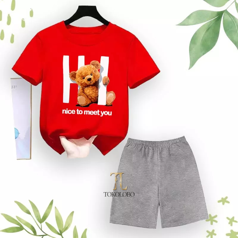 tokolobo set anak DTF printing carbe HI BEAR unisex