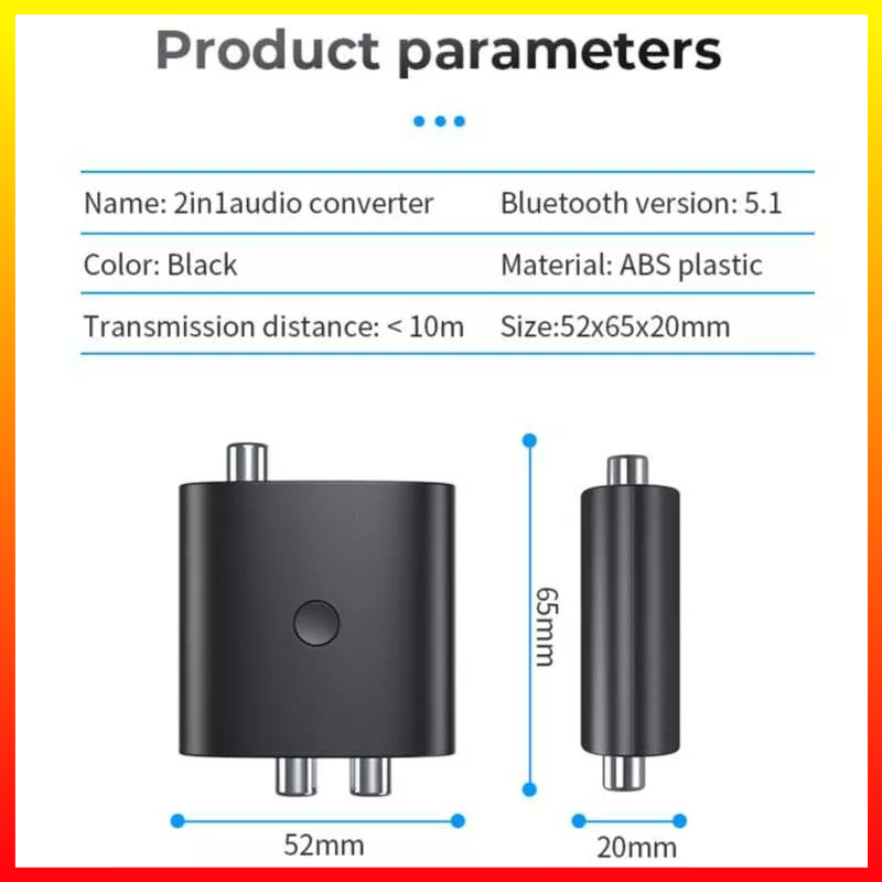 Penerima Musik Audio Nirkabel 2 in 1 Dan Konverter Bluetooth 5.1 Konverter Audio Digital Ke Analog Adaptor RCA AUX 3.5 mm VIKEFON B36 - 7CSK1IBK