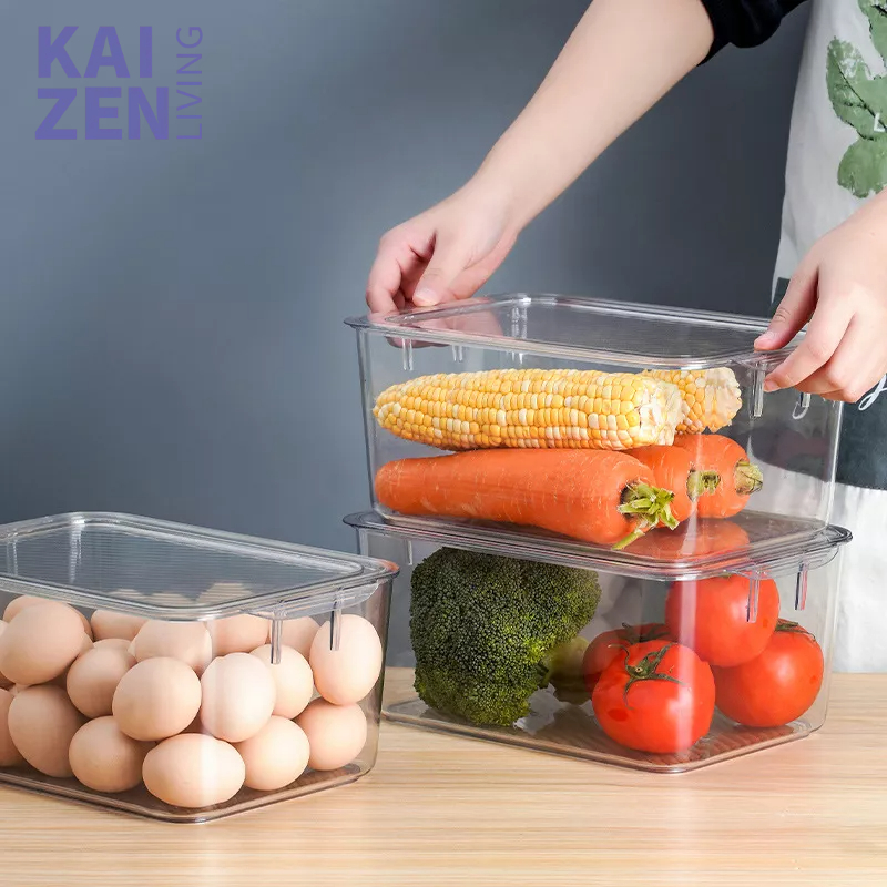 Letyeah &amp; Kaizenliving Kotak Penyimpanan Kulkas Makanan Untuk Wadah Sayur Buah Organizer Multifungsi Food Storage Box