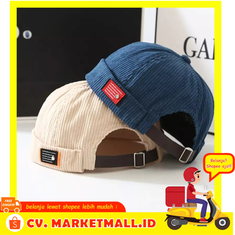 Topi Pendek Fashion Melon Korea Olahraga Hip Hop Harajuku Tuan Tanah Pelaut Dapat Disesuaikan 55-60cm QXQ Q55 - 7CHZI5BL