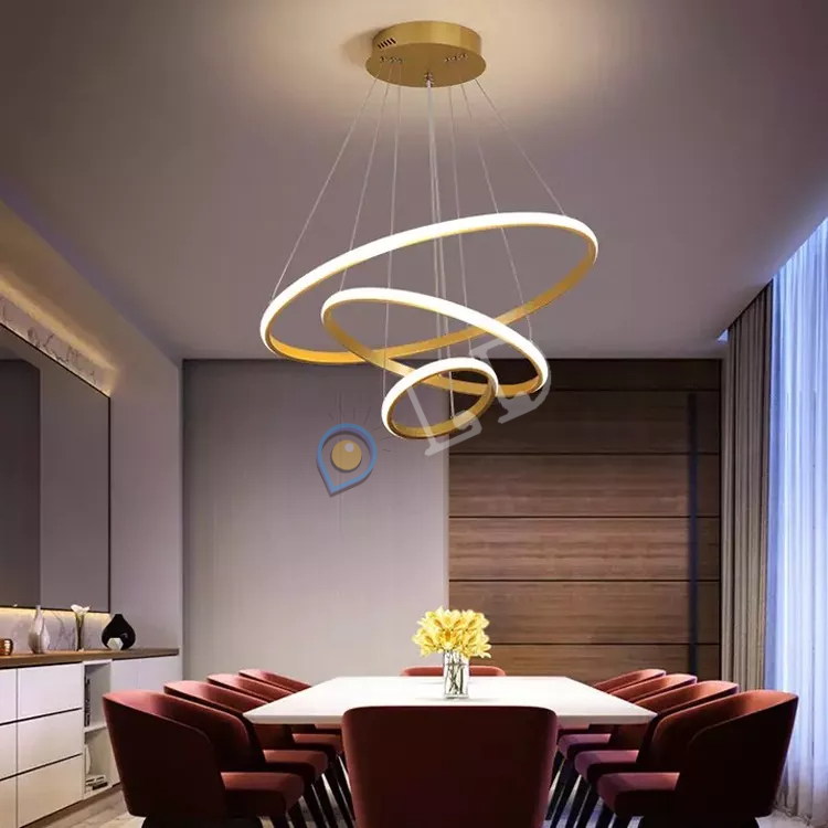 [COD] Lampu Gantung Minimalis Modern RUANG TAMU - Lampu Gantung LED 3 Ring Modern Untuk Kamar Tidur Lampu Gantung Emas 3 Ring LED 3 Warna Ceiling Lamp Sederhana Ruang Makan Ruang Tamu Chandelier