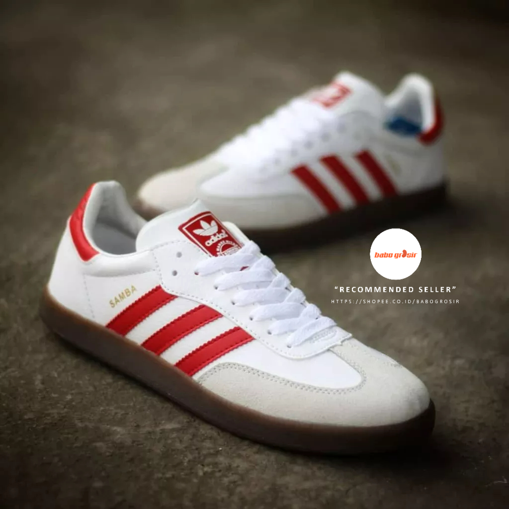 PROMO Sepatu Adidas Samba OG White Red Premium | Sneakers Pria dan Wanita, Harga Murah, Kualitas Mewah dan Terjamin