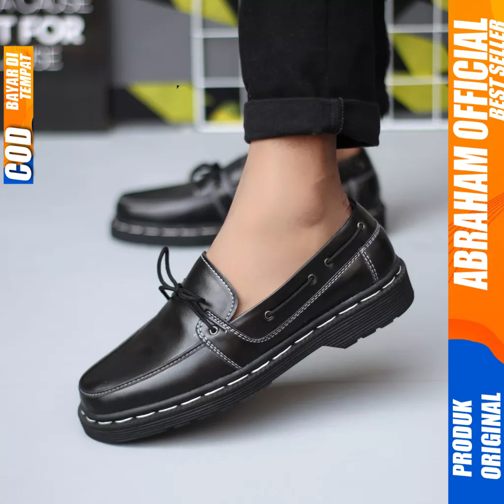 Sepatu Loafers Docmart Formal Pantofel Kerja Hitam Pria