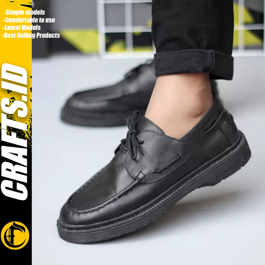 Crafts Sepatu Formal Oxford Pantofel Tali Hitam Pria