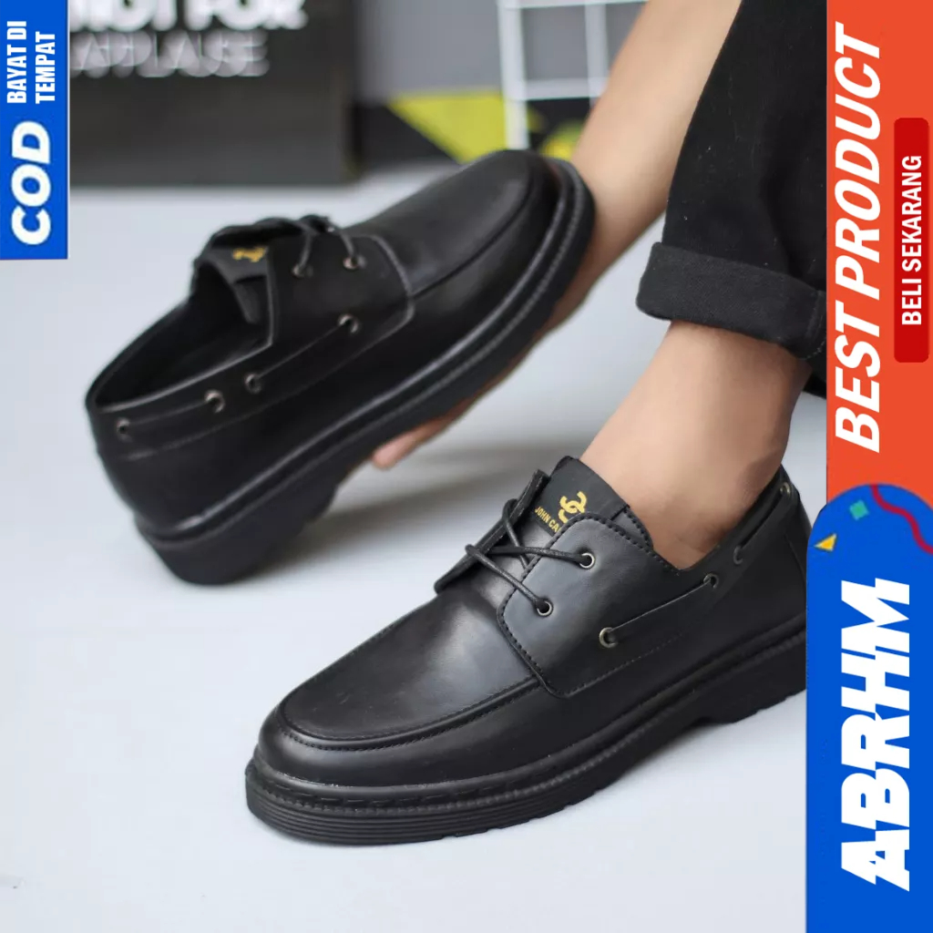 ABRHM Sepatu Casual Formal Pantofel Hitam Kerja Pria