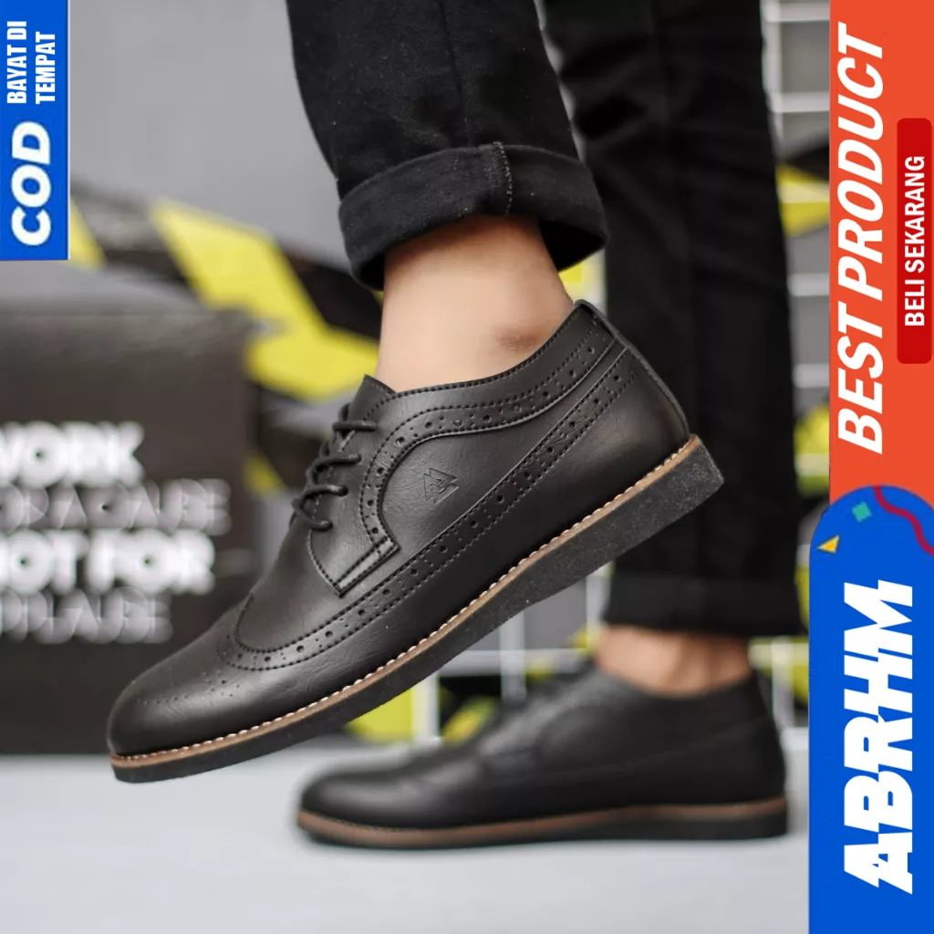 ABRHM Sepatu Oxford Formal Pantofel Kerja Hitam Pria