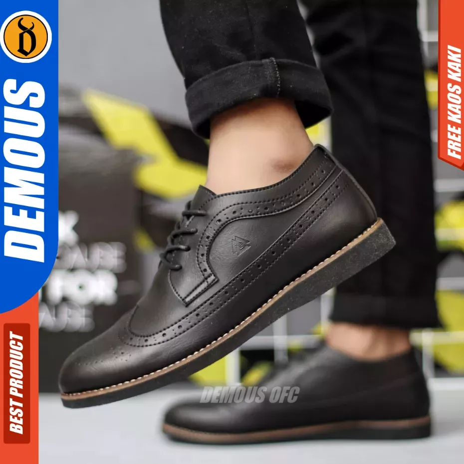 DEMOUS SOWBA - Sepatu Formal Docmart Hitam Kulit Pu Pria