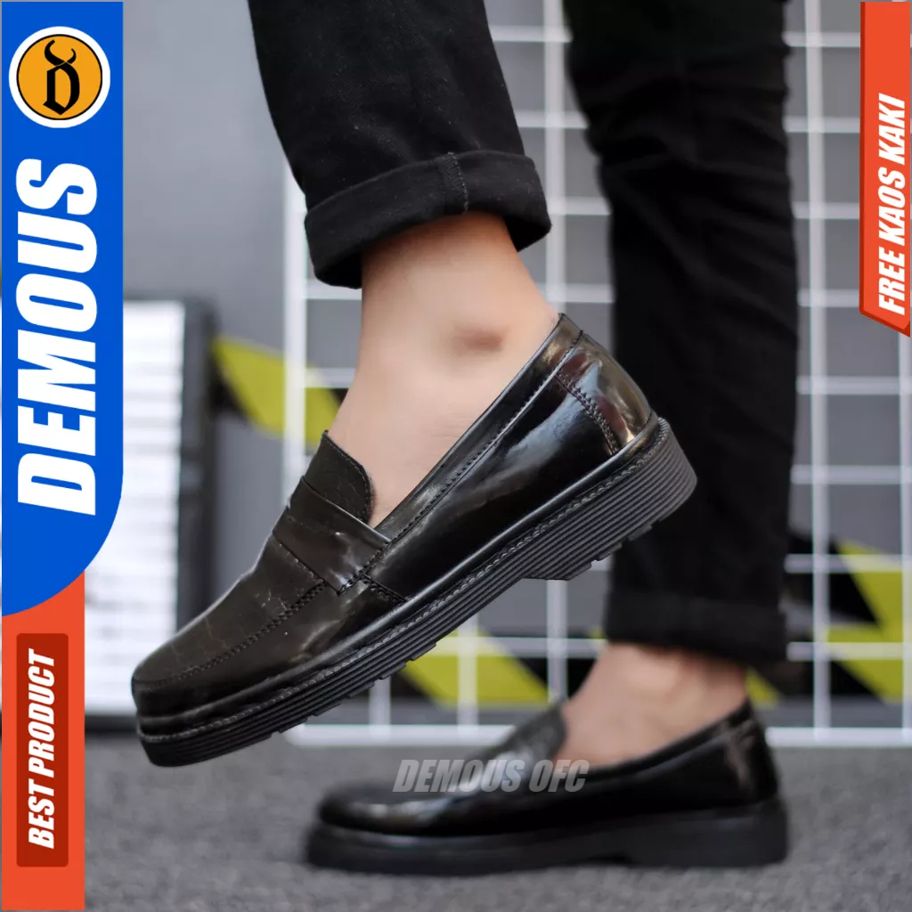 Sepatu Docmart Formal Pantofel Loafers Hitam Pria