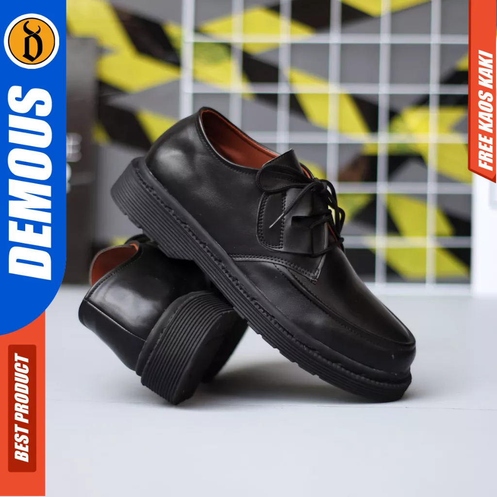 DEMOUS KISAKI - Sepatu Formal Oxford Tali Hitam Kulit Pu Pria