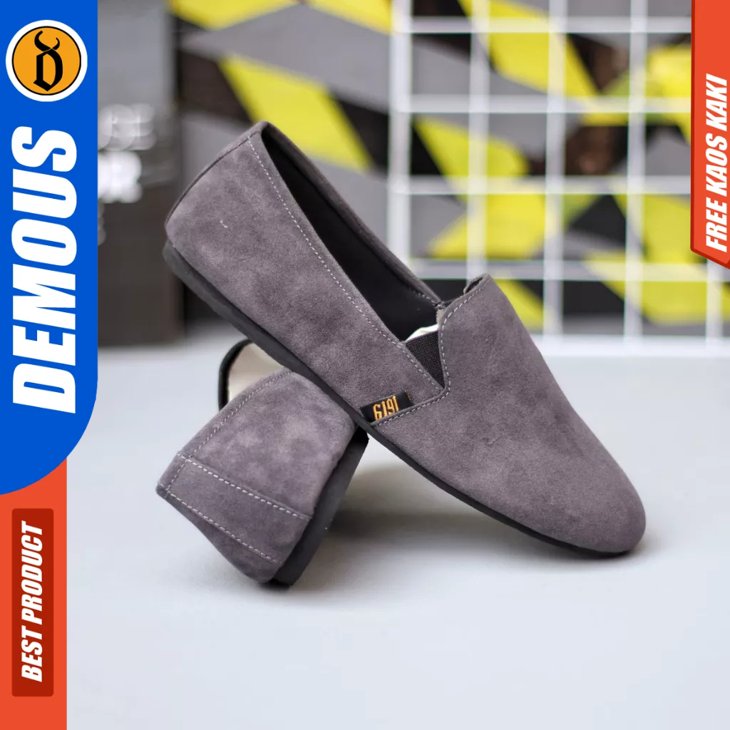 DEMOUS CHORD - Sepatu Slip-on Casual Antislip Kerja Hitam Pria