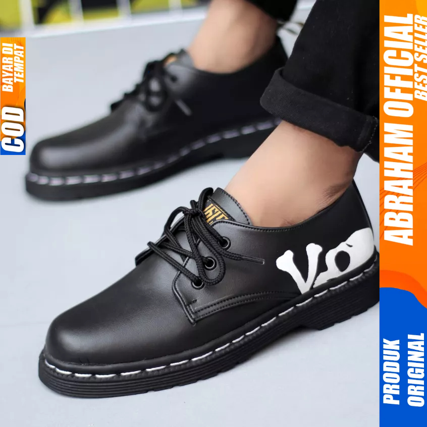 Sepatu Pantofel Formal Docmart Low Boots Casual Kulit Hitam Pria