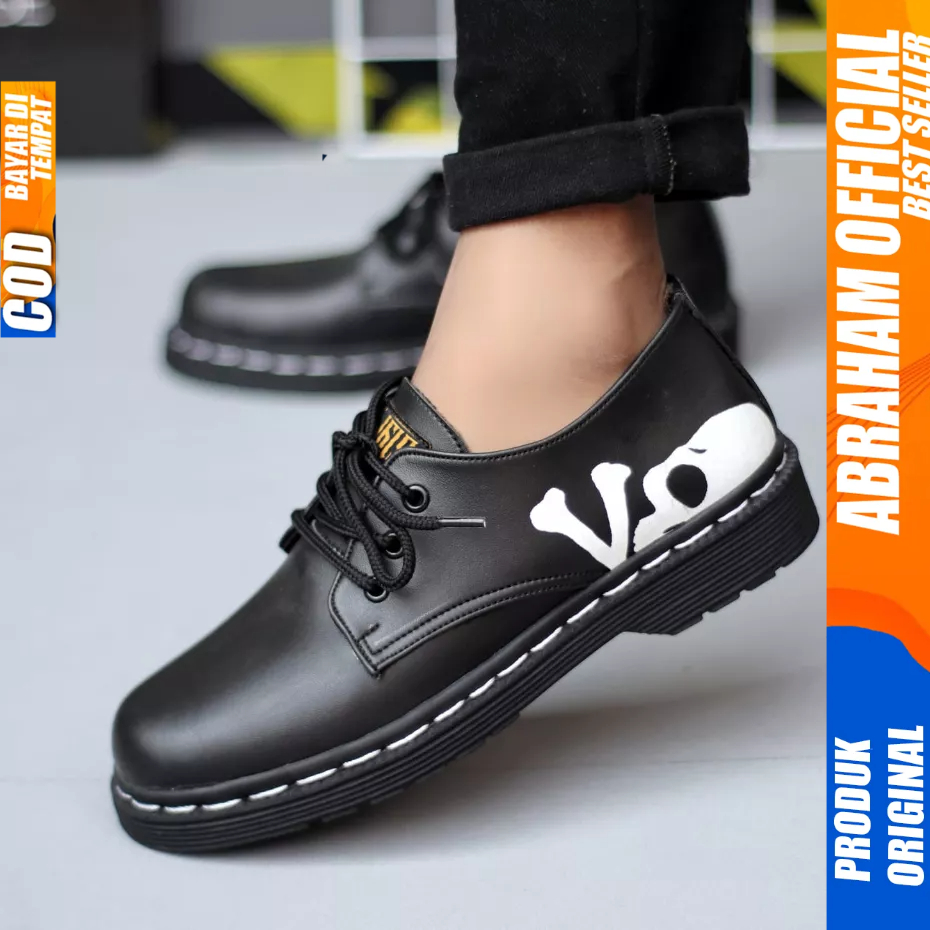 Sepatu Pantofel Formal Docmart Low Boots Casual Kulit Hitam Pria