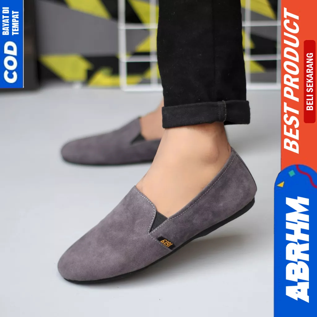 ABRHM Sepatu Casual Slip On Hitam Slop Pria