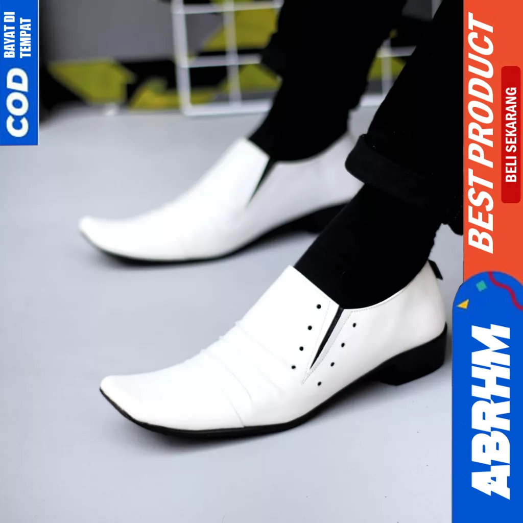 ABRHM Sepatu Pantofel Formal Hitam Kerja Kantor Kulit Asli Ukuran Besar 44 45 46 47 Pria