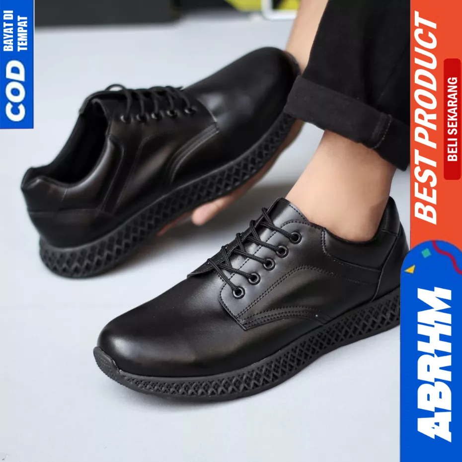 ABRHM Sepatu Casual Sneakers Kasual Formal Hitam Pria