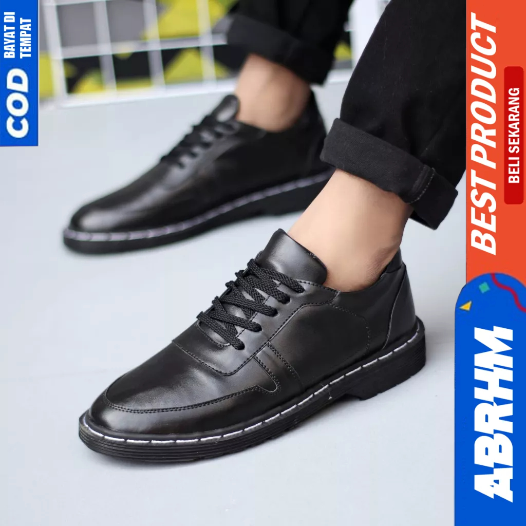 ABRHM Sepatu Pantofel Docmart Formal Hitam Kerja Pria