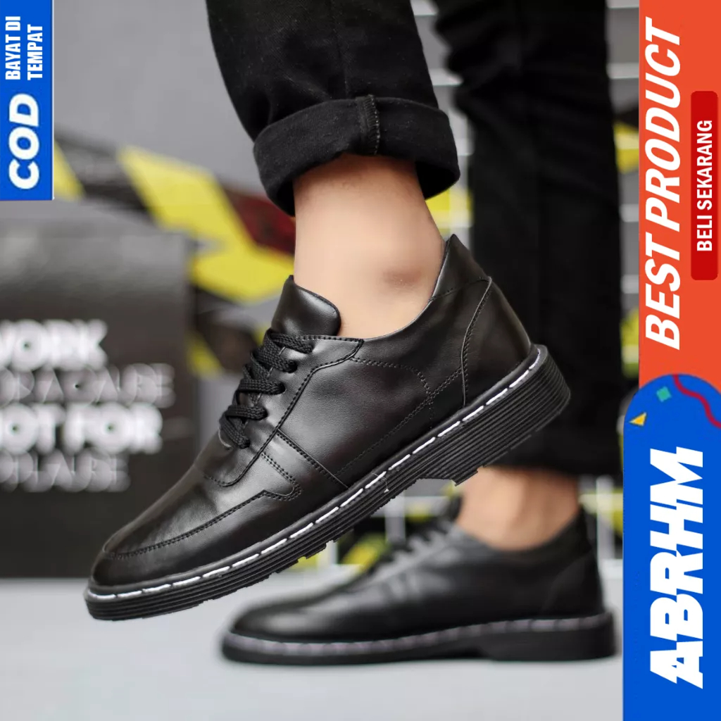 ABRHM Sepatu Docmart Formal Hitam Kerja Pantofel Pria