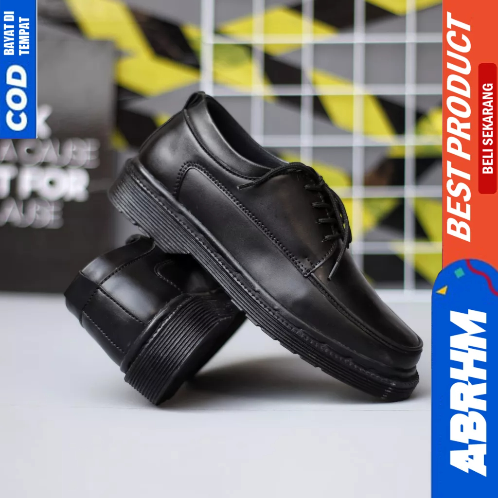 ABRHM Sepatu Pantofel Oxford Hitam Docmart Formal Pria